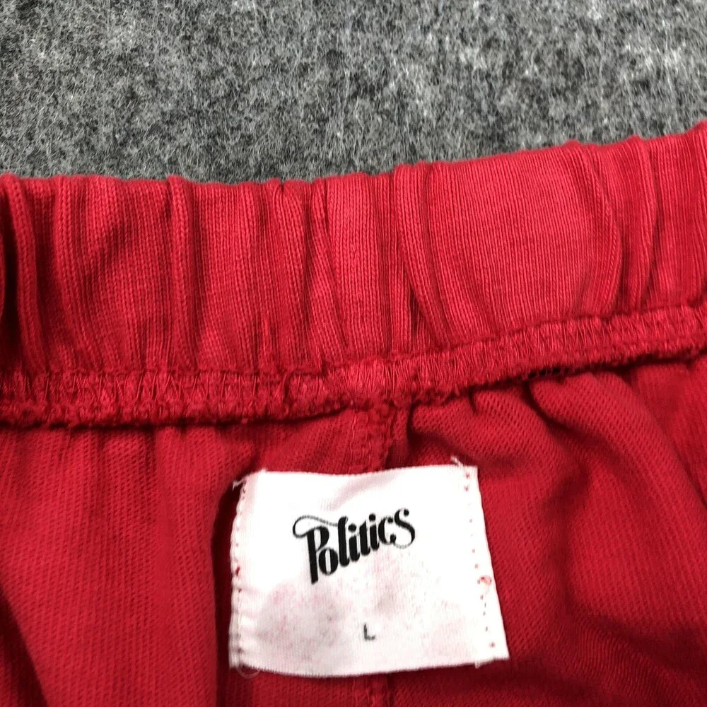 Politics Shorts Mens Large Red Sweat Elastic Waist 10 Inseam Casual Summer